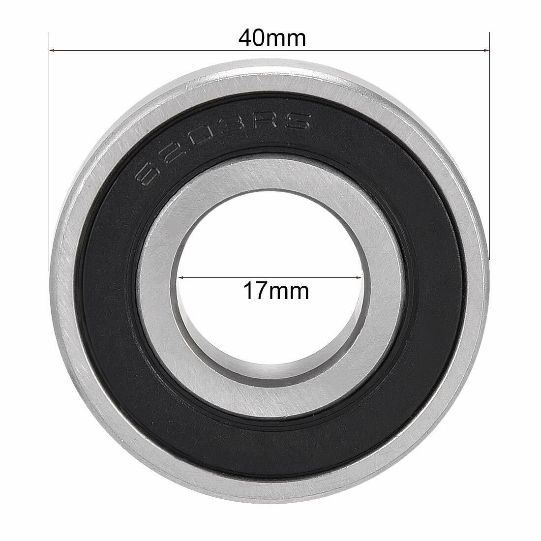2x 6203RS 17mm x 40mm x 12mm Deep Groove Ball Bearing Double Sealed Roller Axle