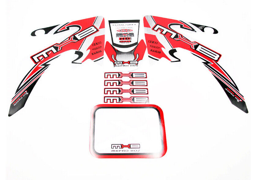 Red Sticker Decal Kit Fairing CRF 50cc 90cc 125cc Bike Dirt Pit Pro Trail Honda