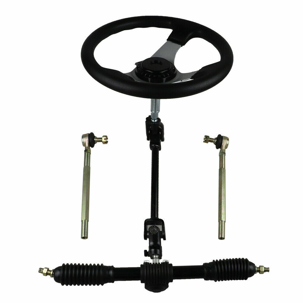 30cm Steering Wheel Assembly Tie Rod Rack Adjustable Shaft For Go Kart 110cc
