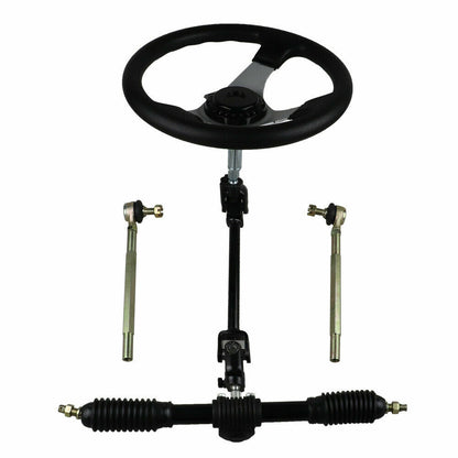 30cm Steering Wheel Assembly Tie Rod Rack Adjustable Shaft For Go Kart 110cc