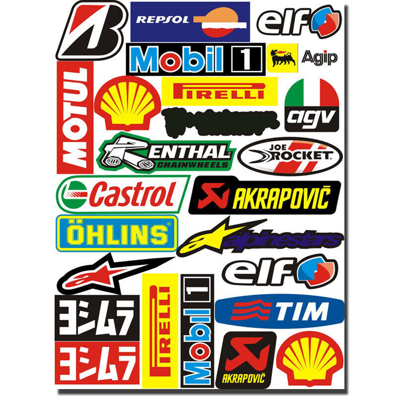 3 Sheets Sticker Decal Kit Repsol Renthal Alpinestars Tim Akrapovic AGV Monster