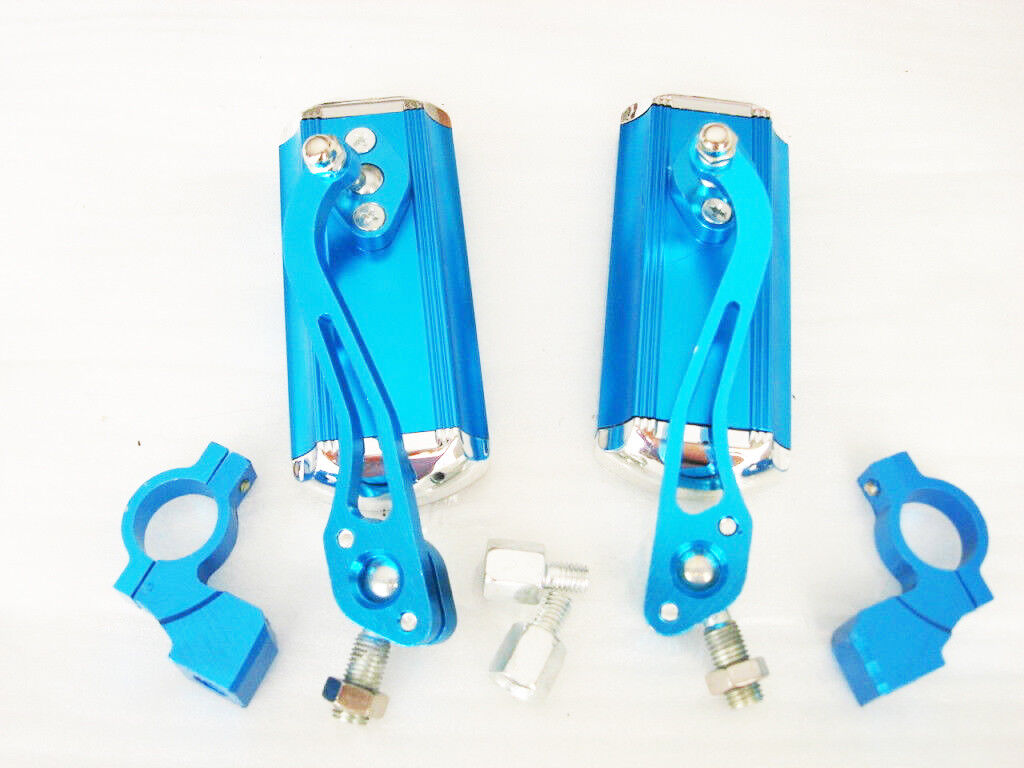 BLUE Alloy Rear View Mirror Dirt Bike ATV Quad Pit Buggy Trail Pro Rec Reg 22mm
