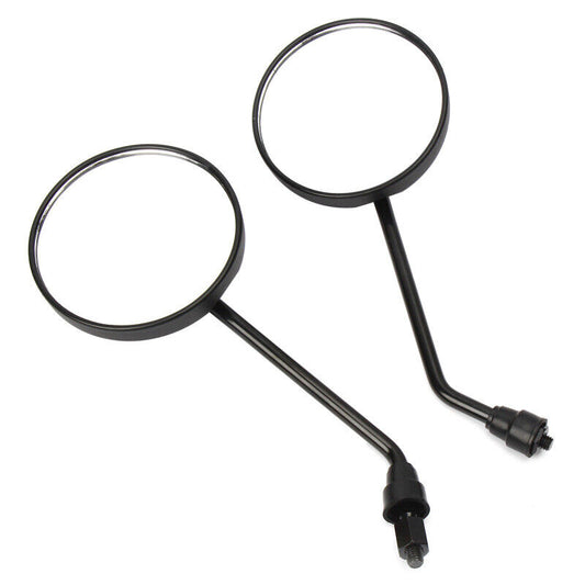 Pair Round Black Universal Motorcycle Mirror 8mm Thread Rear View Side Mirrors