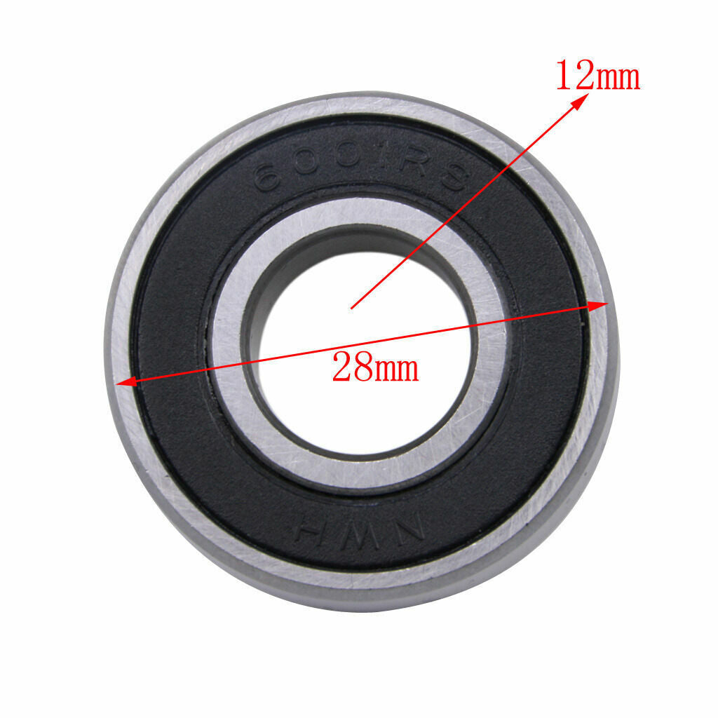 2X 6001RS 12mm x 28mm x 8mm Rubber Sealed Deep Groove Ball Bearing Wheel Rim