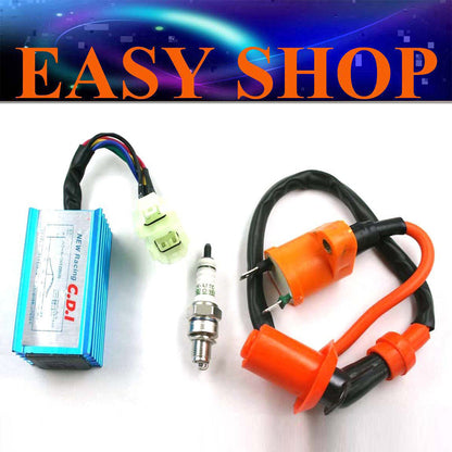 IGNITION COIL CDI UNIT A7TC SPARK PLUG GY6 50cc 125cc 150cc 250cc ATV QUAD BIKE
