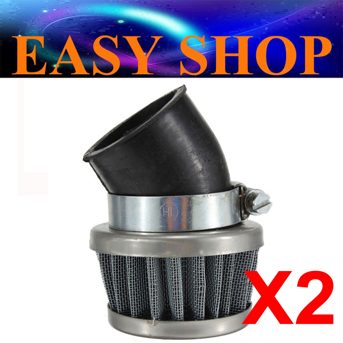 2X 35MM 34mm BENT AIR FILTER 50cc 70cc 90cc 110cc 125cc Kymco Apollo Thumpstar
