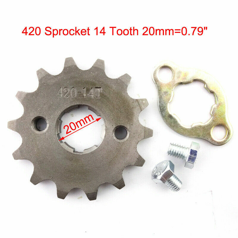 20mm 420 14T Tooth FRONT CHAIN SPROCKET 110cc 125cc 150cc Lifan Zongshen TDR DHZ