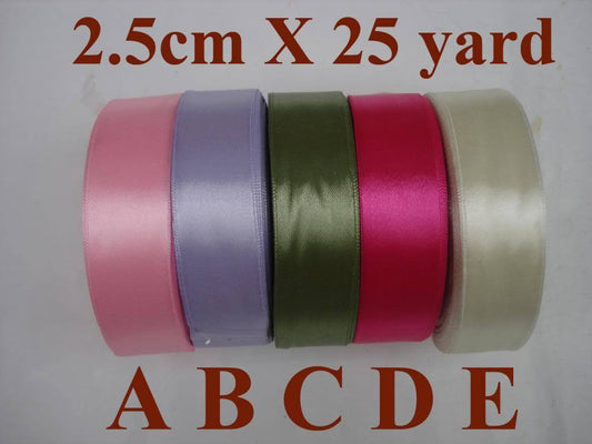 25 Yard 25mm Satin Ribbon Bow Wedding Craft Sew Gift Box WrapTrim Scrapbook DIY