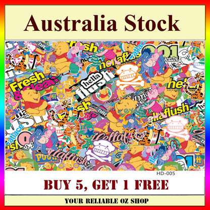 Decal Sticker Bomb Sheet A4 Winnie Hella HOON JDM Car Wrap Skateboard Scooter