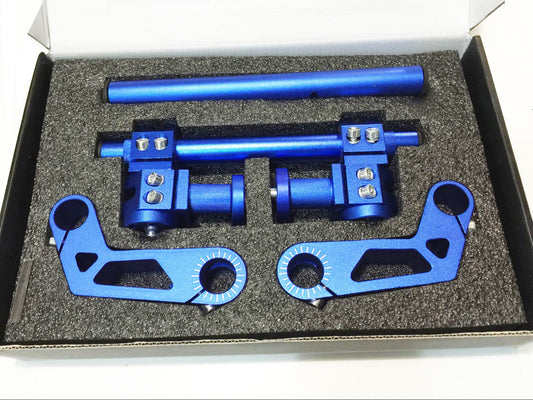Blue Adjustable Steering Handle Bar Suzuki Honda Kawasaki Yamaha Motorcycle Bike