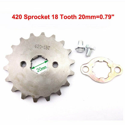 FRONT CHAIN SPROCKET 420 18 Tooth 20mm 50cc 70cc 90cc 110cc 125cc ATV QUAD BIKE
