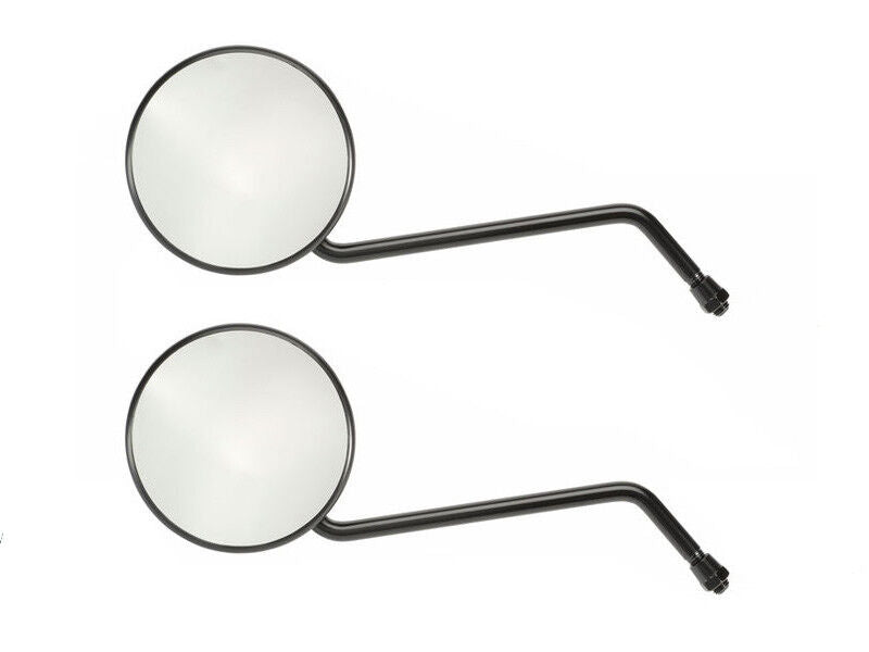 Pair round black motorcycle mirrors M10 10mm Thread Rear Side View Mirror