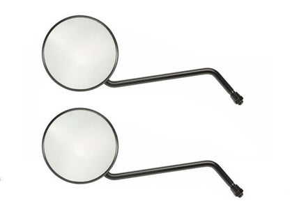Pair round black motorcycle mirrors M10 10mm Thread Rear Side View Mirror