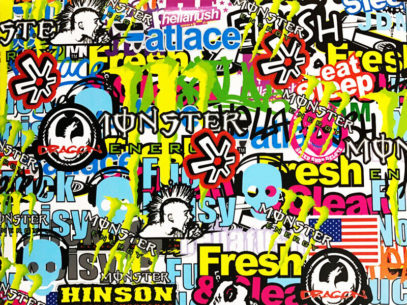 A4 Decal Sticker Bomb Sheet JDM Car Skateboard Hellaflush Hinson Eat Sleep Fresh