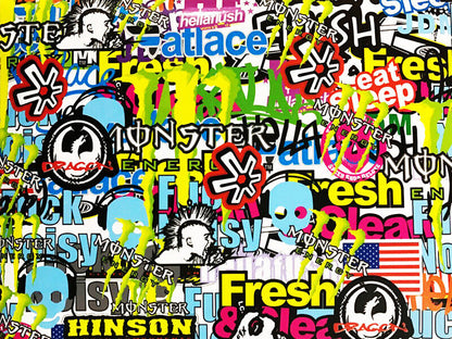 A4 Decal Sticker Bomb Sheet JDM Car Skateboard Hellaflush Hinson Eat Sleep Fresh