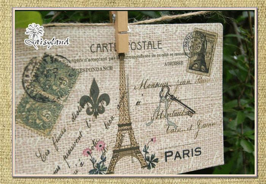 8 Sheets Vintage Antique Post Card Craft Gift Memory Birthday DIY Kraft Postcard