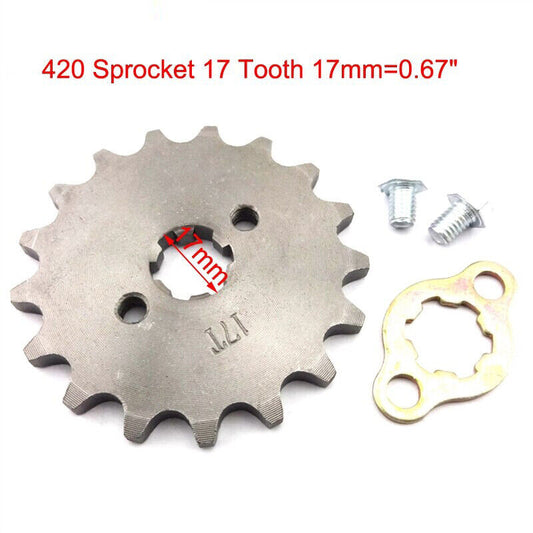 17mm 420 17T Tooth FRONT CHAIN SPROCKET 50cc 70cc 90cc 110cc 125cc ATV QUAD BIKE