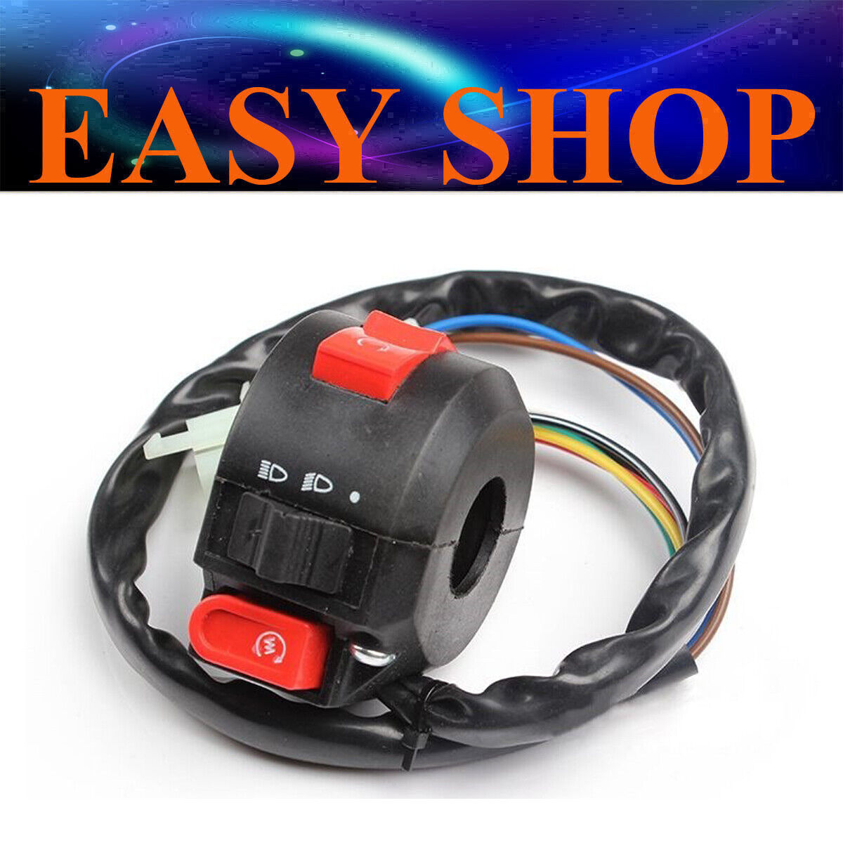8 Wire START KILL LIGHT SWITCH BUTTON 50/70/90/107/110/125cc ATV QUAD BUGGY BIKE