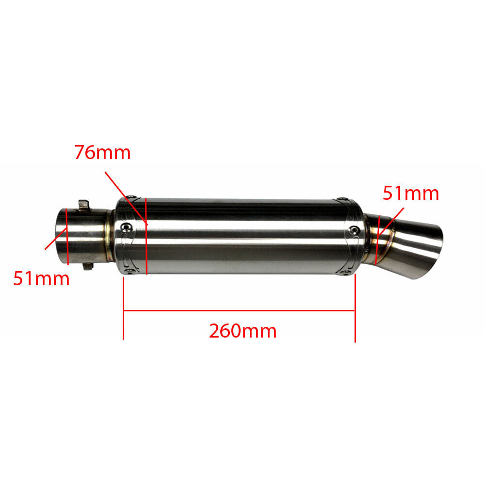 36-51mm 260mm Exhaust Muffler Pipe Silencer For HONDA YAMAHA KAWASAKI KTM SUZUKI