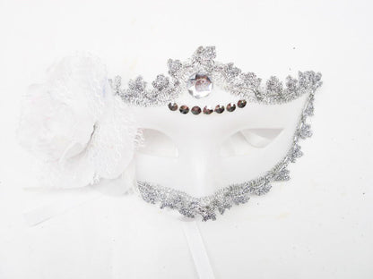 Lady Women White Mask Flower Costume Masquerade Cosplay Party Venetian Ball Eye