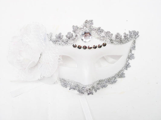 Lady Women White Mask Flower Costume Masquerade Cosplay Party Venetian Ball Eye