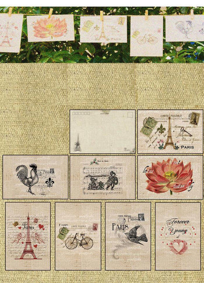 8 Sheets Vintage Antique Post Card Craft Gift Memory Birthday DIY Kraft Postcard