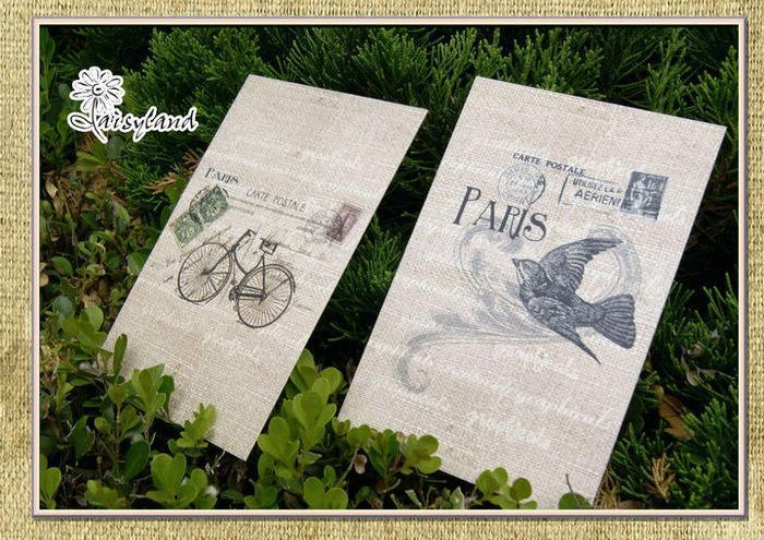 8 Sheets Vintage Antique Post Card Craft Gift Memory Birthday DIY Kraft Postcard