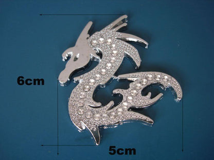 3D Diamante Metal Dragon Sticker Decal Car Quad Bike Caravan Ute Badge Emblem