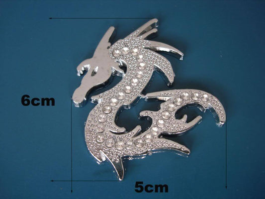 3D Diamante Metal Dragon Sticker Decal Car Quad Bike Caravan Ute Badge Emblem