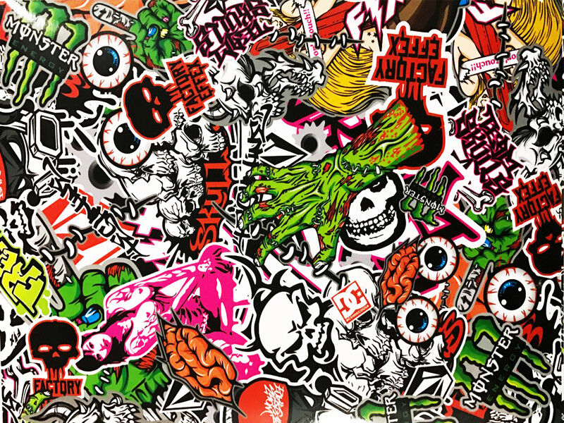 A4 Decal Sticker Bomb Sheet JDM Car Skateboard Factory Effex Skull FX Don't Touc