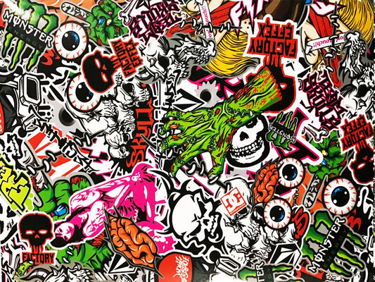 A4 Decal Sticker Bomb Sheet JDM Car Skateboard Factory Effex Skull FX Don't Touc