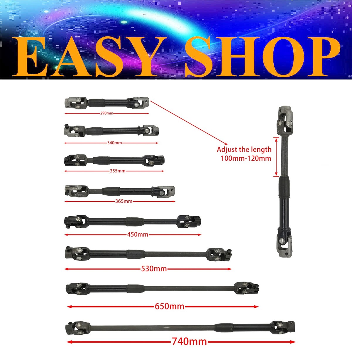 290mm-740mm 30T Steering Arm Shaft Rod For Buggy UTV QUAD ATV Go Kart Bike