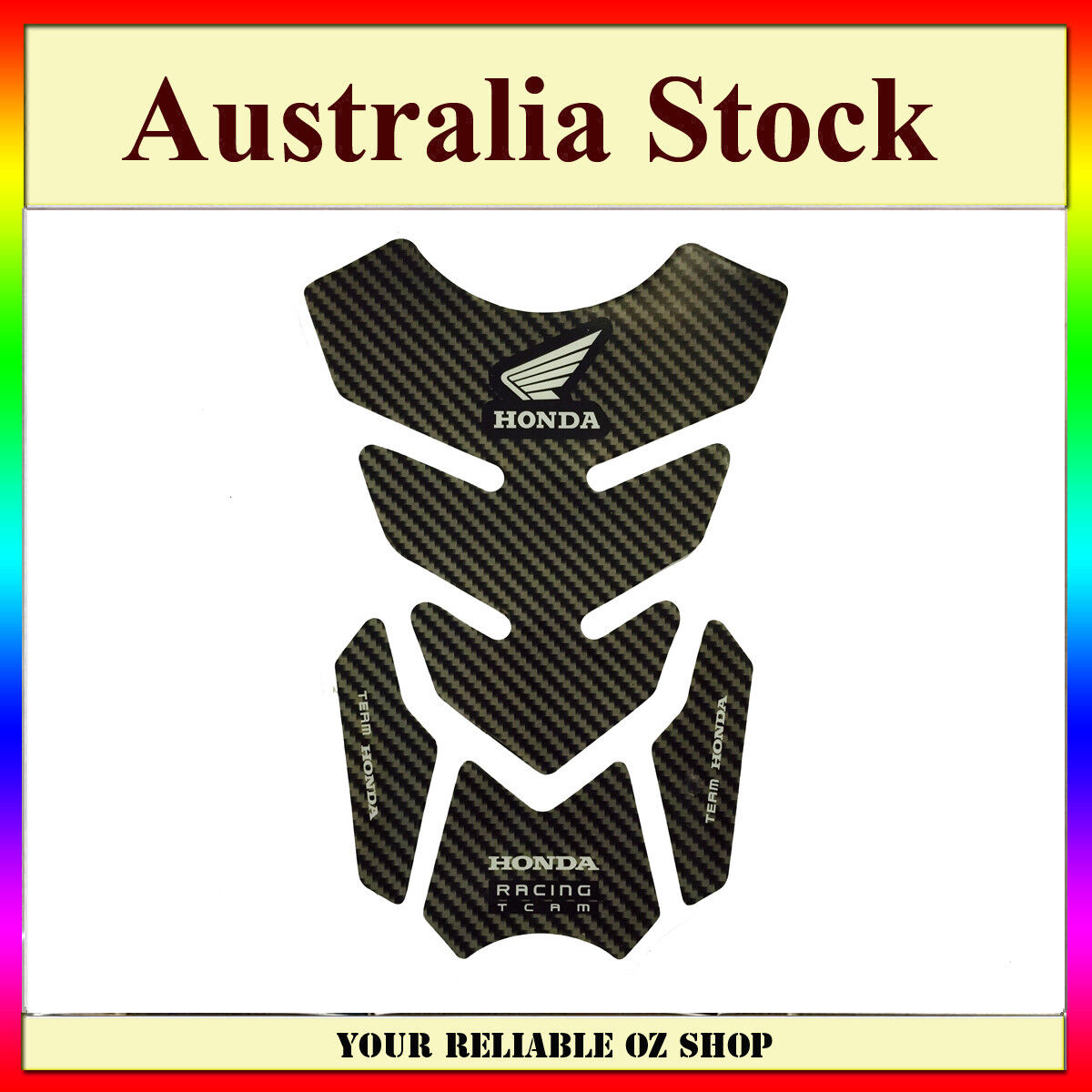 3D HONDA RACING TEAM GAS FUEL PETROL TANK PAD PROTECTOR CARBON MOTOR BIKE