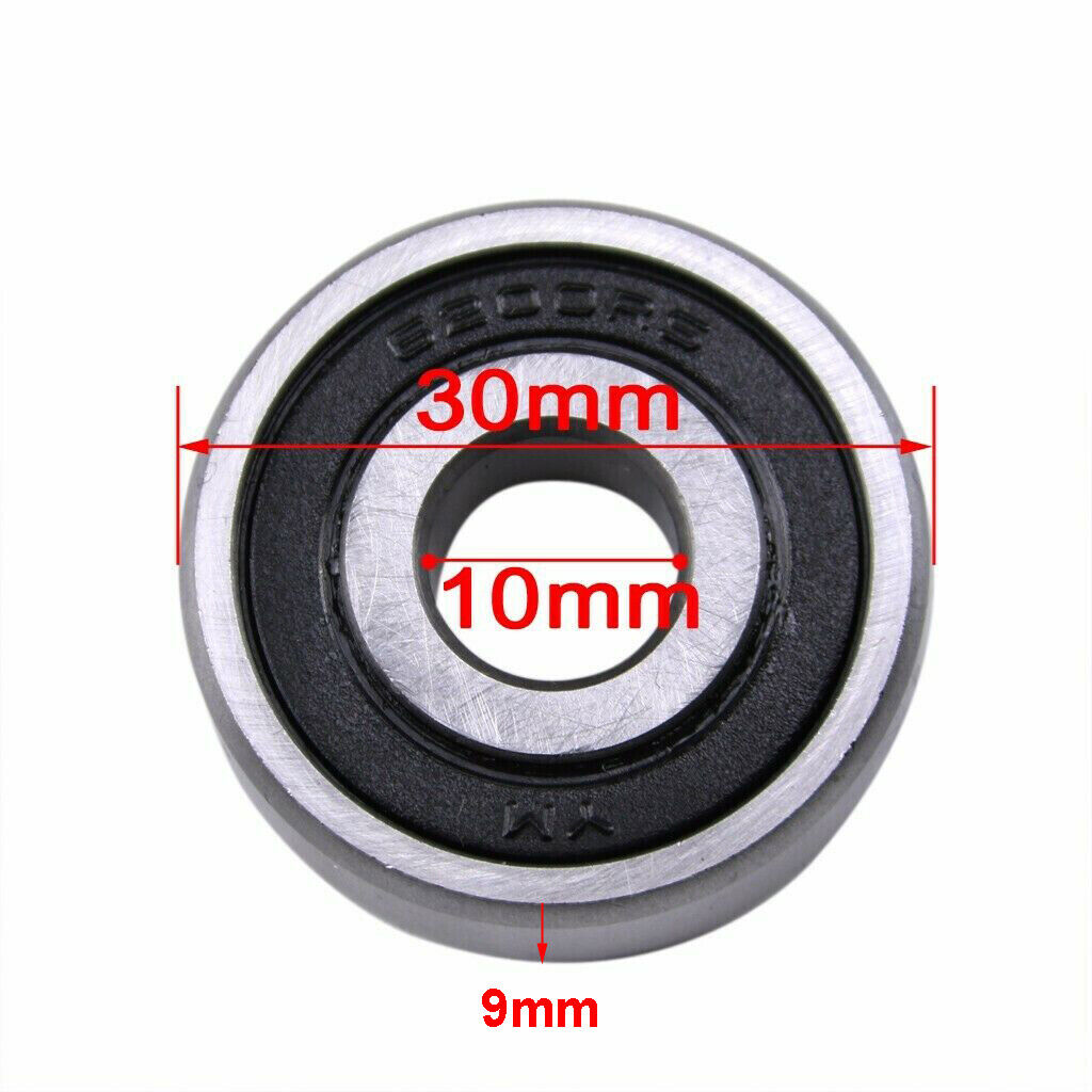 2x 6200RS 10mm x 30mm x 9mm Double Rubber Sealed Deep Groove Ball Bearings