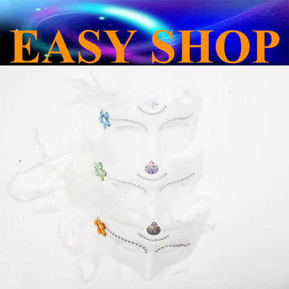Lady Women White Feather Mask Costume Masquerade Cosplay Party Venetian Ball Eye
