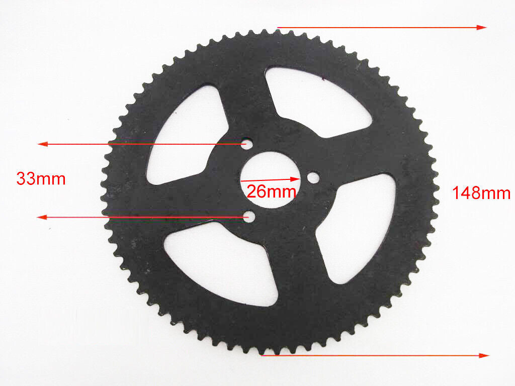 148mm 26mm 25H 72 TOOTH REAR CHAIN SPROCKET 43/47/49cc Chopper ATV Minimoto BIKE