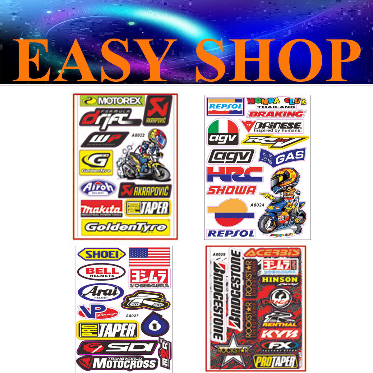 4 Pcs Sticker Decal Kit Repsol Honda Club Thailand Braking AGV Dainese HRC SHOWA