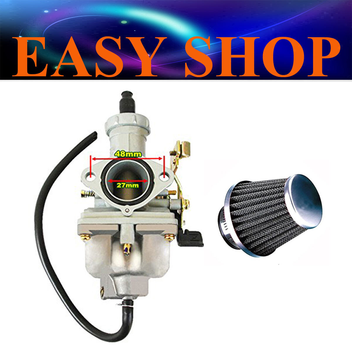 27mm 48mm Carb Carby Carburetor Air Filter Honda XL200 CG125 CG200 CG250 CG300