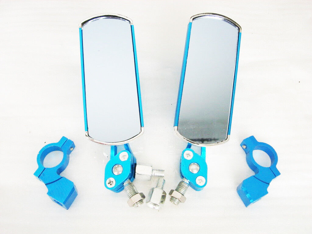 BLUE Alloy Rear View Mirror Dirt Bike ATV Quad Pit Buggy Trail Pro Rec Reg 22mm