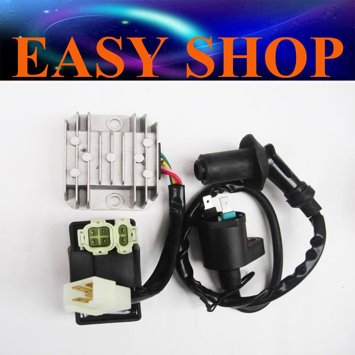 12V IGNITION COIL AC CDI 4 PIN REGULATOR Rectifier GY6 ENGINE SUNL Buyang Roketa
