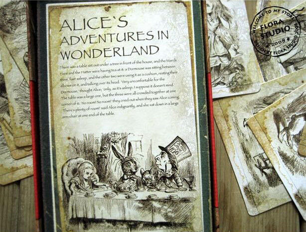 20 Pcs Vintage Alice In Wonderland Post Card Craft Gift Memory Kids Birthday DIY