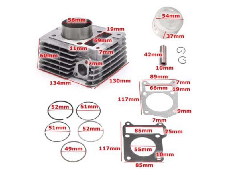 Barrell Cylinder Bore Piston Rings Top End Head Base Gasket For Yamaha TTR125E