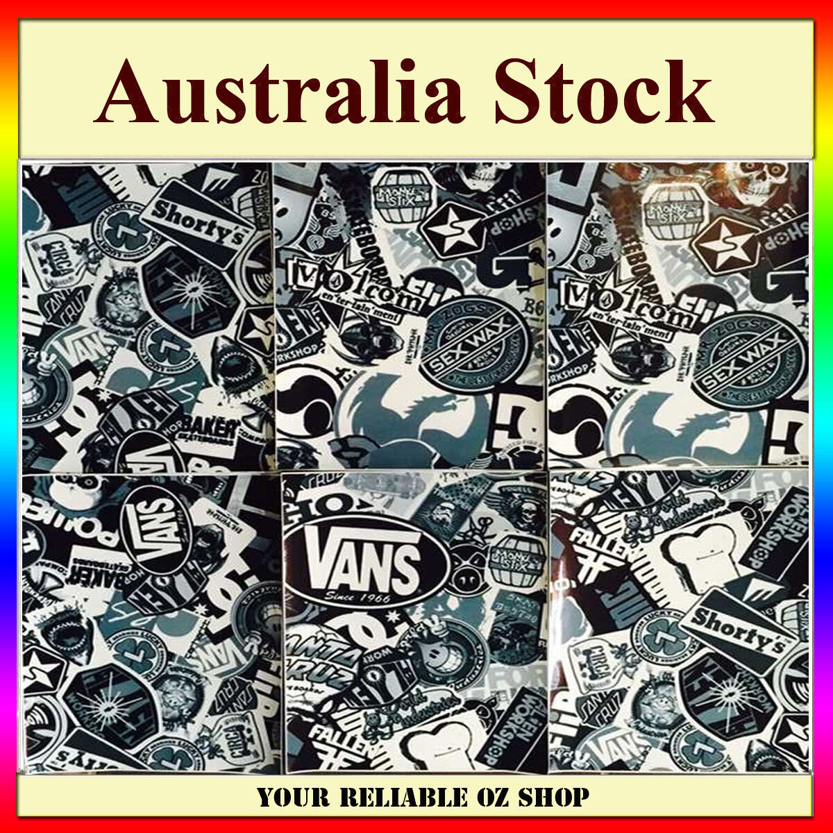 6 Pcs Decal Sticker Bomb A4 HOON JDM Car Wrap Vans Shorty's Skull Sex Wax Bike