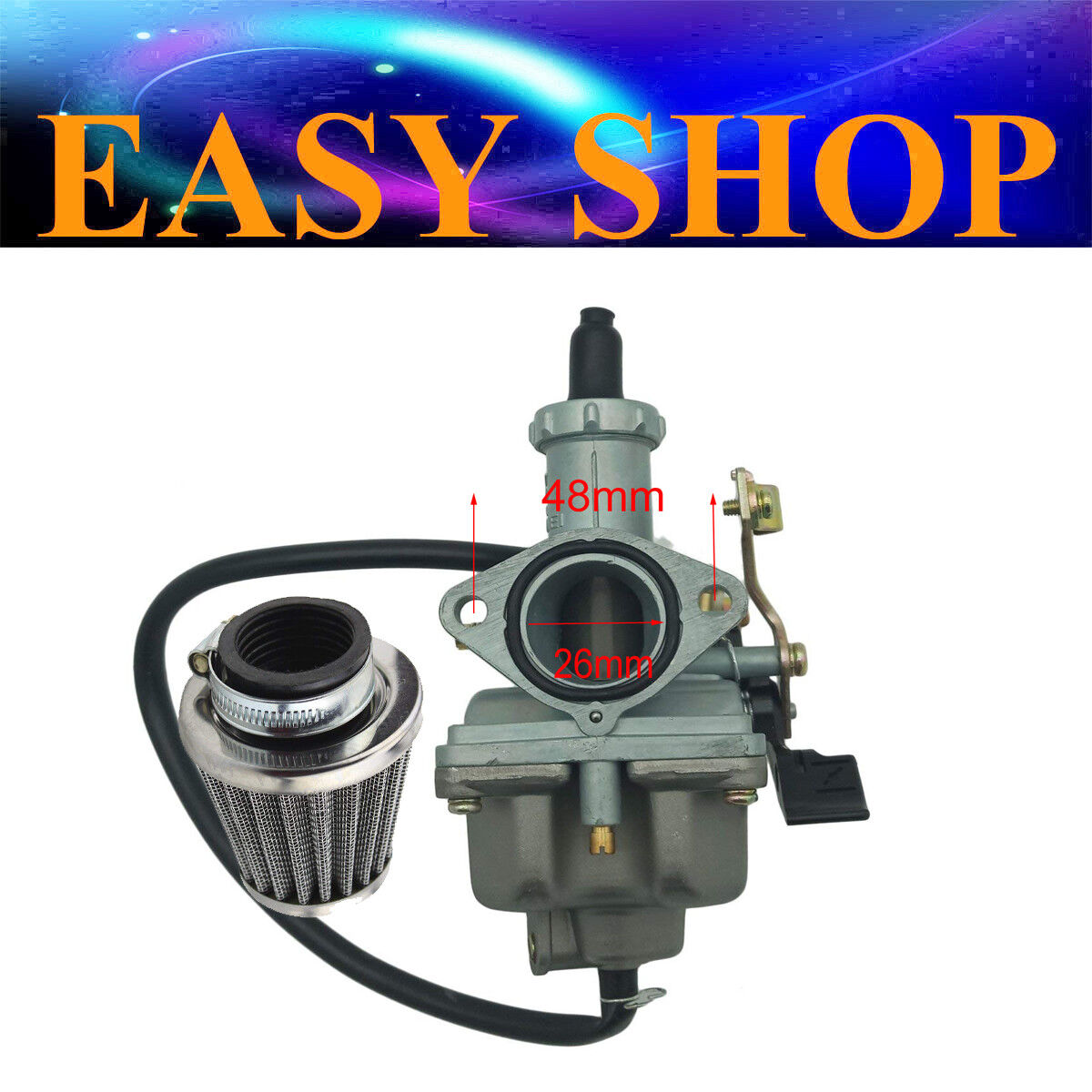 PZ26mm Cable Choke Carby Air Filter Cleaner 200cc 250cc Pit Pro Dirt Bike Trail