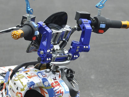 Blue Adjustable Steering Handle Bar Suzuki Honda Kawasaki Yamaha Motorcycle Bike