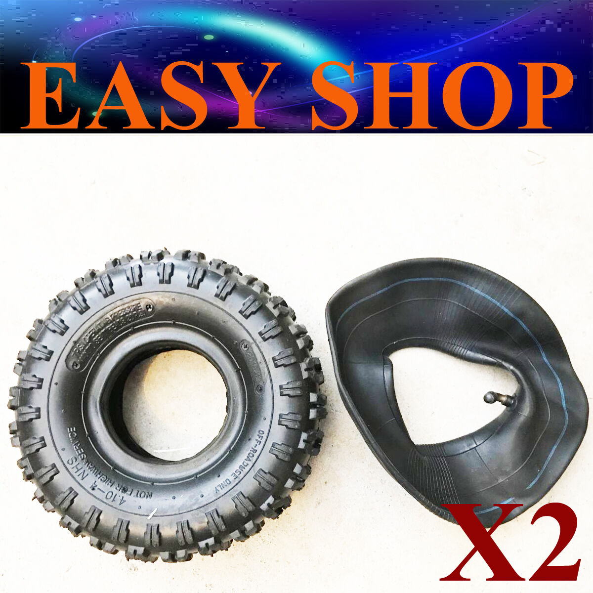 2X 4.10/3.50 - 4'' inch Tyre Tire Tube Ride On Lawn Mower Scooter Buggy Trolley