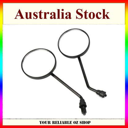 Pair Round Black Universal Motorcycle Mirror 8mm Thread Rear View Side Mirrors