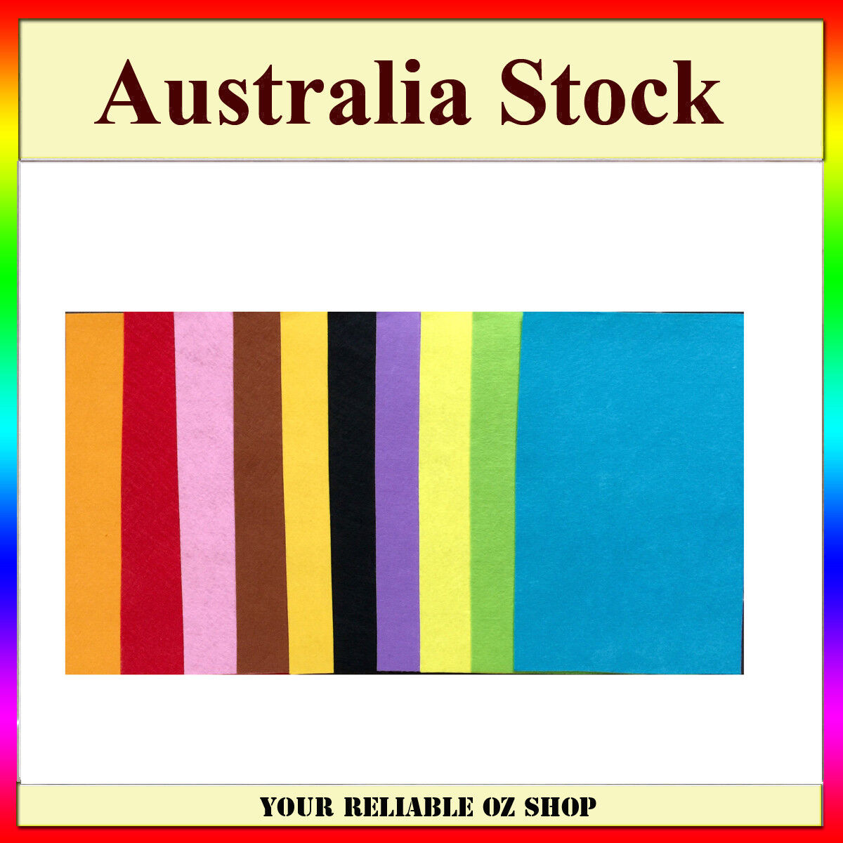 10 x Handicraft A4 Sheet Felt Fabric Crafting 1mm thick sewing Glue Scrapbooking