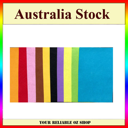 10 x Handicraft A4 Sheet Felt Fabric Crafting 1mm thick sewing Glue Scrapbooking