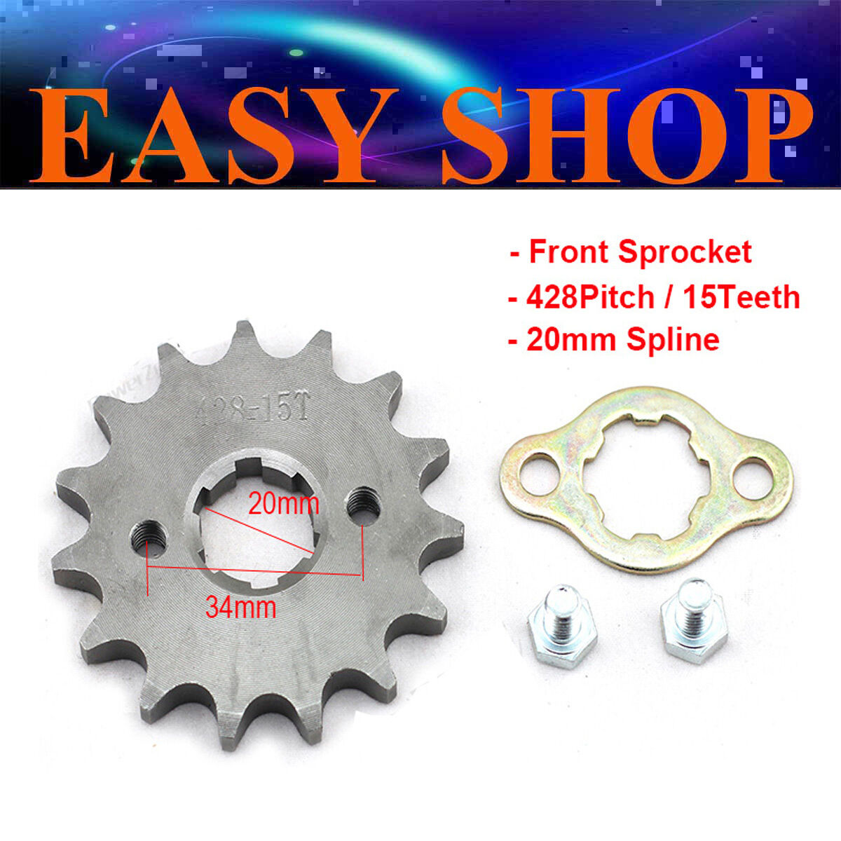 20mm 428 15 TOOTH FRONT CHAIN SPROCKET COG 125cc 150cc 250cc Atomic DHZ Assassin